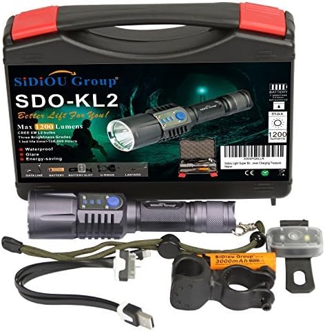 Sidiou Light Super Bright 2000 Lumens CREE XM L2 Flashlight Mobile USB Rechargeable Led Torch Lantern Camping Light Hunting Emergency Mobile Power Charging Treasure by Sidiou Light