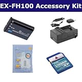 Casio Exilim EX-FH100 Digital Camera Accessory Kit includes: SDCANP90 Battery, SDM-1514 Charger, KSD2GB Memory Card, ZELCKSG Care & Cleaning