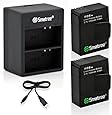 Smatree&reg; High Capacity Li-Polymer Battery (2-Pack) and Rapid Dual Charger+USB Cord for GoPro Hero3, Hero3+ Replacement GoPro AHDBT-201, AHDBT-301, AHDBT-302, AHBBP-301, ACARC-001, AWALC-001