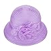 Pure Color 1920s Womens Summer Organza Bowler Sun Hat Derby Tea Party A267 (Purple)