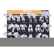 Campbell DD0720166 67 Piece 15" x 18.25" Wire Rope Clips and Thimbles Display Assortment