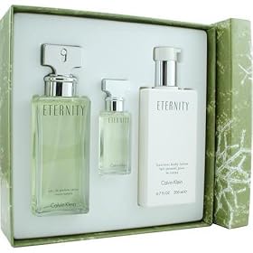 Eternity By Calvin Klein For Women. Set-eau De Parfum Spray 3.4 oz & Body Lotion 6.7 oz & Eau De Parfum Spray .5 oz Mini
