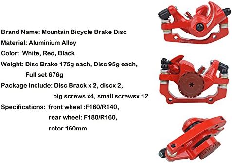 MTB Bike Front & Rear Line Pulling Disc Brake Kit Bicycle Disc Brake 160mm Universal BB5 AB Brake Lining Sheets White/Red/Black