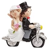 Hochzeitspaar mit Motorrad 6x5 cm Tortenfigur