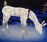 36 Lighted LED Feeding Doe Silver Holographic Glittered Christmas Yard Art