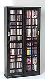 Multimedia Storage Cabinet with Sliding Glass Door in Black Finish