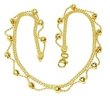 Solid Italian 14k Gold Designer Draped Bead Ankle Bracelet - JewelryWeb