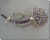 Lilac and White Crystals Flower Pin B1S73