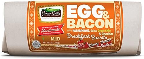 Green Chile Foods Breakfast Egg and Bacon Butcher Wrap Burrito, 7 Ounce -- 12 per case.