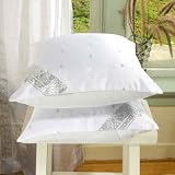 White - Set of 2 Decorative handcrafted Sari Cushion Cover, Throw Pillow Case 16" X 16"
