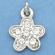 Chinese Crystal Flower Spring Ring Charm White Plated 12.5mm