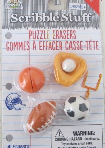 Scribble Stuff Puzzle Erasers - Sports