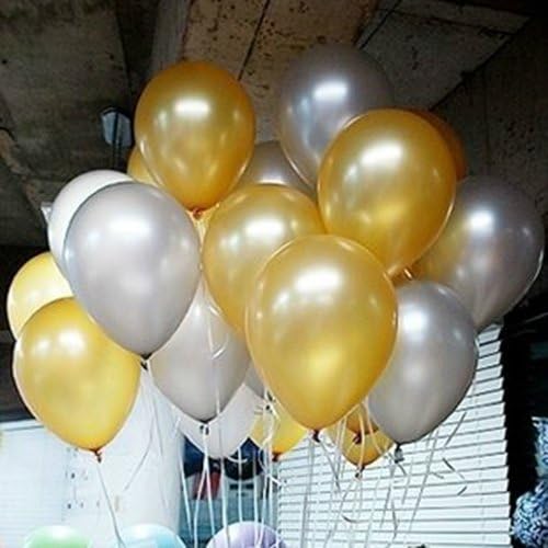 Blogger 10-inch Gold & Sliver Latex Balloons for Party Decoration 100Pcs