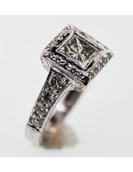 1.54 Ct Princess Cut Diamond Platinum Ring Size