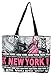 Robin Ruth NY Statue of Liberty Skyline Canvas Tote Shoulder Bag Black/Fuchsia