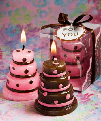 Polka dot Cake candles pink/brown