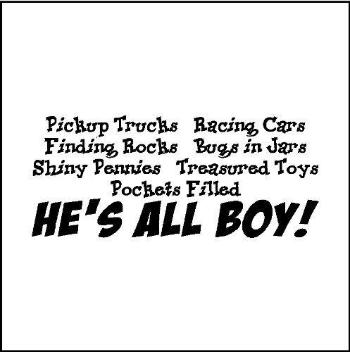 He’s All Boy…Boy Wall Words Quotes Childrens Room Lettering Sayings Art, BROWN