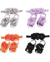 ROEWELL&reg; 4 Sets of Baby's&Girl's HeadBands/ Hair Bows and Barefoot Flower Feet Accessories