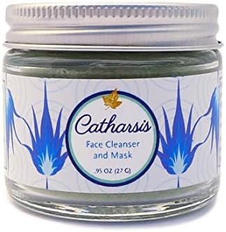 Catharsis Powder-Format Face Cleanser and Mask, with Aloe, Neem, Spirulina, and Chlorella; Vegan, All-Natural, Certified Cruelty Free, Handcrafted in the USA (0.95 oz)