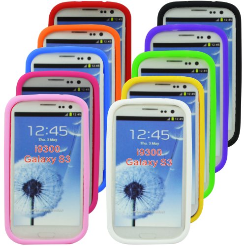 The Friendly Swede (TM) Bundle of 10 Soft Silicone Cases for Samsung Galaxy S3 + Screen Protector + Cleaning Cloth and Retail Packaging