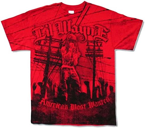 Adult Lil Wayne America's Most Wanted Red T-Shirt (Medium)