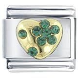 May Emerald Birthstone Heart Italian Charms Bracelet Link