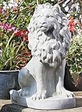Large Right Facing Lion Garden Sculpture / Ornament - White Stone