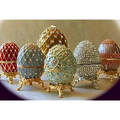 Faberge Egg Box with Ring Insert Swarovski Crystals 24K Gold Jewelry Faberge Egg Box with Ring Insert Swarovski Crystals 24K Gold Jewelry