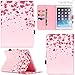 iPad Mini 1/2/3 Case-LittleMax(TM) [Pen Slot] Synthetic Leather Kickstand Case [Smart Wake/Sleep] Cover Flip Wallet iPad Mini 3/2/1 Protector [Free Cleaning Cloth,Stylus Pen]-01 Rain Hearts&Petals
