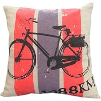 Decorative Printed Vintage Bicycle Floral Throw Pillow Cover 18'