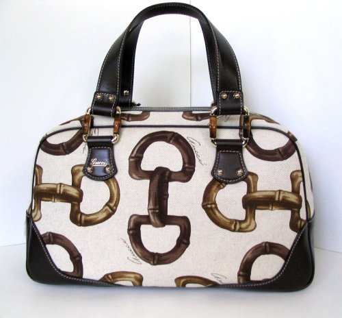 GUCCI Large Senna Fabric Horsebit Boston Bag