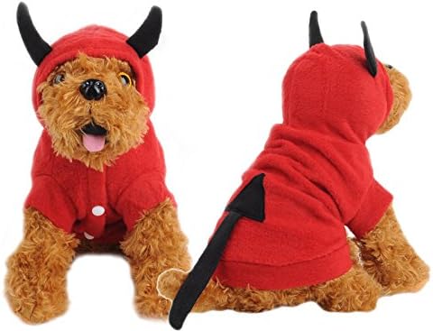 Demon Ears Style Pet Customes Puppy Dog Winter Hoodies Overcoat Jumpsuit Clothes Medium