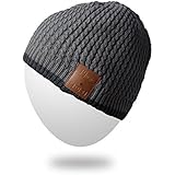Qshell Outdoor Bluetooth Beanie Hat Slouchy Knit Skully Cap with Wireless Bluetooth Headphone Headset Earphone Music Audio Hands-free Phone Call for Winter Sports Fitness Gym Exercise Workout - Gray