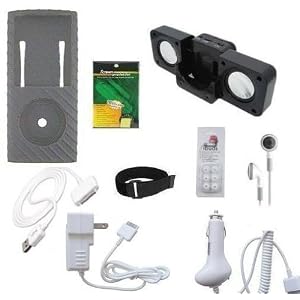 9 Items Premium Accessory Combo Apple Ipod Nano Chromatic 4th Generation 8gb, 16gb Series: Smoke Silicone Skin Case Cover, USB 2in1 Data Sync Cable, Car Charger, Wall / Travel / AC Adapter Charger, 3.5mm Stereo Headset, Armband, Black Portable Foldable Speaker Dock, Earbud Caps with 3 different sizes and Screen Protector