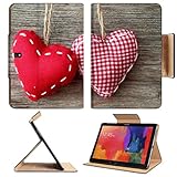 Grid Pair Red Heart Stitch Sewn Samsung Tab Pro 12.2 Flip Case Stand Smart Magnetic Cover Open Ports Customized Made to Order Support Ready Premium Deluxe Pu Leather Luxlady Professional Graphic Background Covers Designed Model Folio Sleeve HD Template Designed Wallpaper Photo Jacket Wifi 16gb 32gb 64gb Luxury Protector