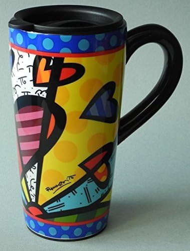 Romero Britto "New" Travel Mug- "A New Day" Heart Design by Romero Brittto