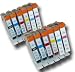 12 Chipped Compatible Canon CLI-8 'Photo-Pack' Ink Cartridges Cartridges from 'The Ink Squid'. Fully Compatible with the Canon Pixma iP6600D iP6700D PRO9000 PRO9000 Mk II MP950 MP960 & MP970 Printers: 2 x CLI-8Bk (Black); 2 x CLI-8C (Cyan/Blue); 2 x CLI-8M (Magenta/Red); 2 x CLI-8Y (Yellow); 2 x CLI-PC (Photo/Light Cyan); 2 x CLI-PM (Photo/Light Magenta). The Latest Chips, the Maximum ML Capacity of any Compatible Ink Cartridge. 2 Year Guarantee on all Cartridges.