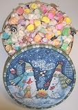 Gourmet Food : Scott's Cakes Assorted Nougat Salt Water Taffy in a Large Warm Wishes Tin