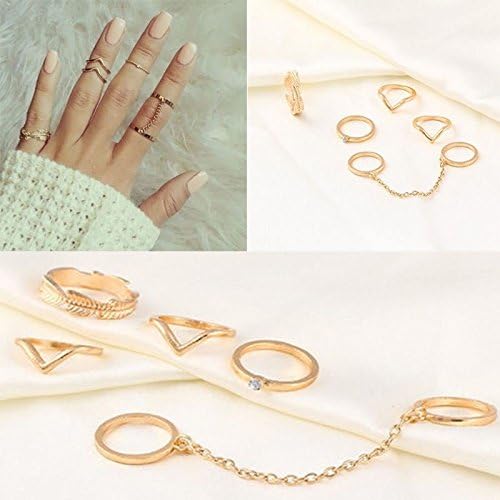 Nice 1 Set Personality Leaf Knuckle Midi Mid Finger Tip Stacking Chain Rings