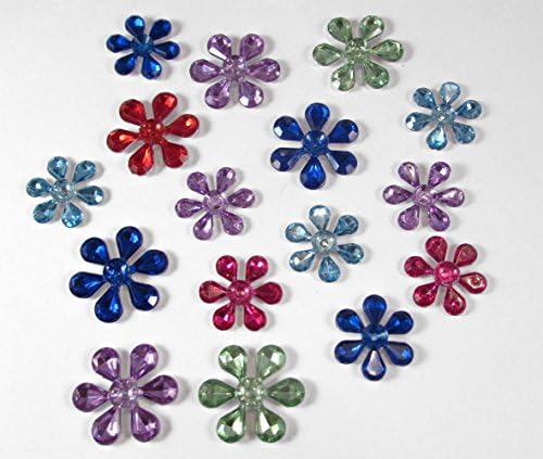 30 Pcs Assorted Color, Flat Back Flower Snowflake Glue on Beads Cabochons