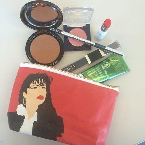 Selena Pop Zipper Pouch and Makeup Bag - Illustrated and Handmade in the USA (Red)