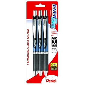 Pentel EnerGel  Deluxe RTX Retractable Liquid Gel Pen, 0.7mm, Needle Tip, Black Ink, 3 Pack (BLN77BP3A)