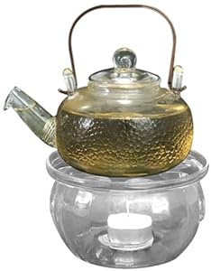 Northwest Glass 12 Oz Kettle With Warmer And Green Tea