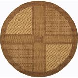 Safavieh CY1928-3009 Courtyard Collection Brown and Natural Indoor/Outdoor Round Area Rug, 5-Feet 3-Inch