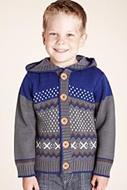 Hooded Fair Isle Knitted Cardigan with Wool