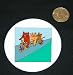 3 button / pin printed with cat, bicycle, animal, riding, family