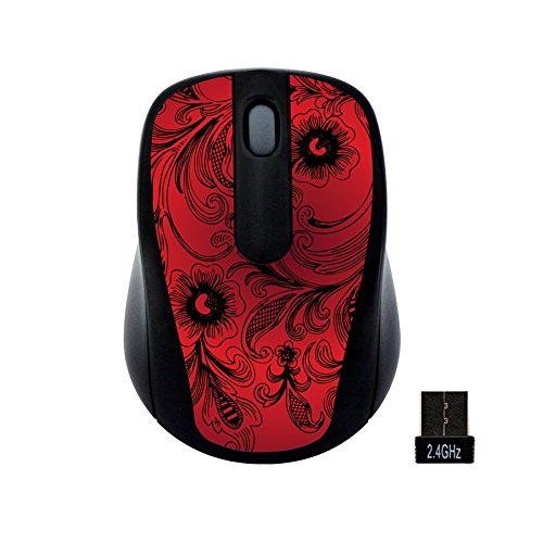 Gear Head Wireless Optical Nano Mouse, Red Flowers (MP2120RDF)