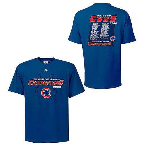 Buy Chicago Cubs 2008 NL Central Division Champions Roster T-Shirt by Lee Sport