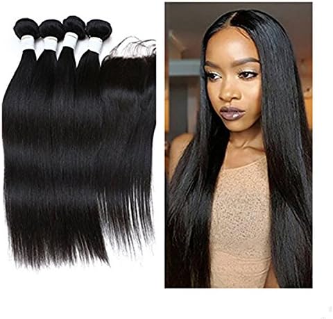 JieFar Hair Peruvian Virgin Hair Straight Wave 4pcs/lots Hair Products 100% Peruvian Human Hair Extensions Bundles Deals Natural Color (16"16"18"18")