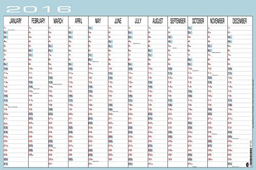 24" x 36" Large Wet Erase - Yearly 2016 Wall Calendar - Up and Down - Laminated Horizontal Planner (2436-16G)